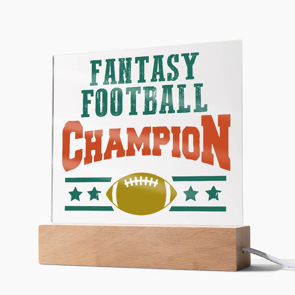 Fantasy Football Champion Printed Square Shaped Acrylic Plaque-Express Your Love Gifts