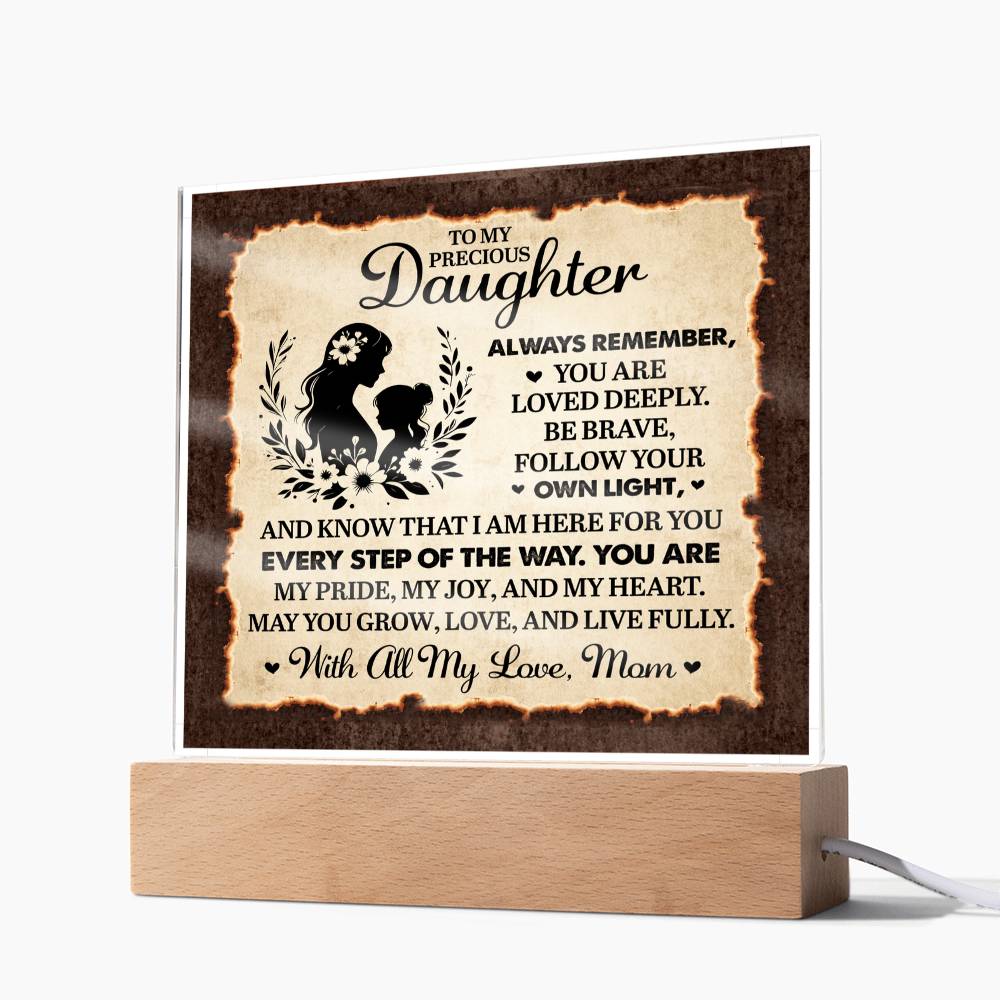 To My Daughter From Mom Always Remember Printed Square Shaped Acrylic Plaque-Express Your Love Gifts