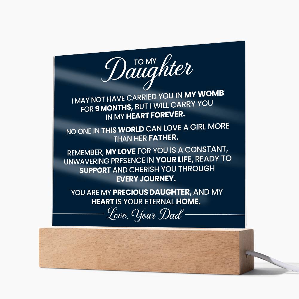 To Daughter From Dad In My Heart Forever Printed Square Shaped Acrylic Plaque-Express Your Love Gifts
