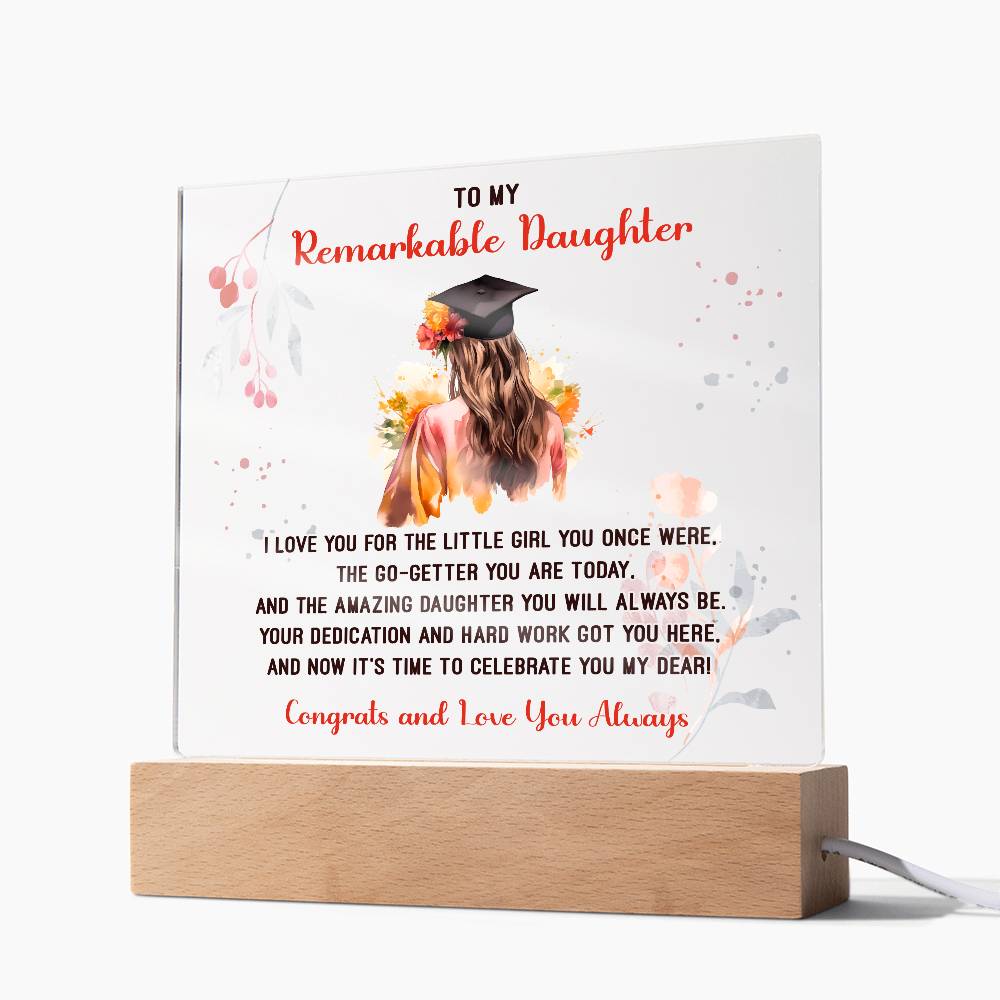 Remarkable Daughter Graduation Printed Square Shaped Acrylic Plaque-Express Your Love Gifts
