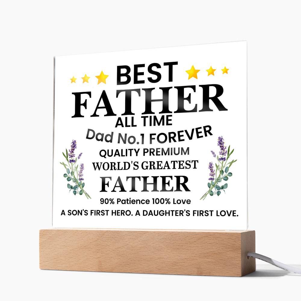 Best Father of All Time Printed Square Shaped Acrylic Plaque-Express Your Love Gifts