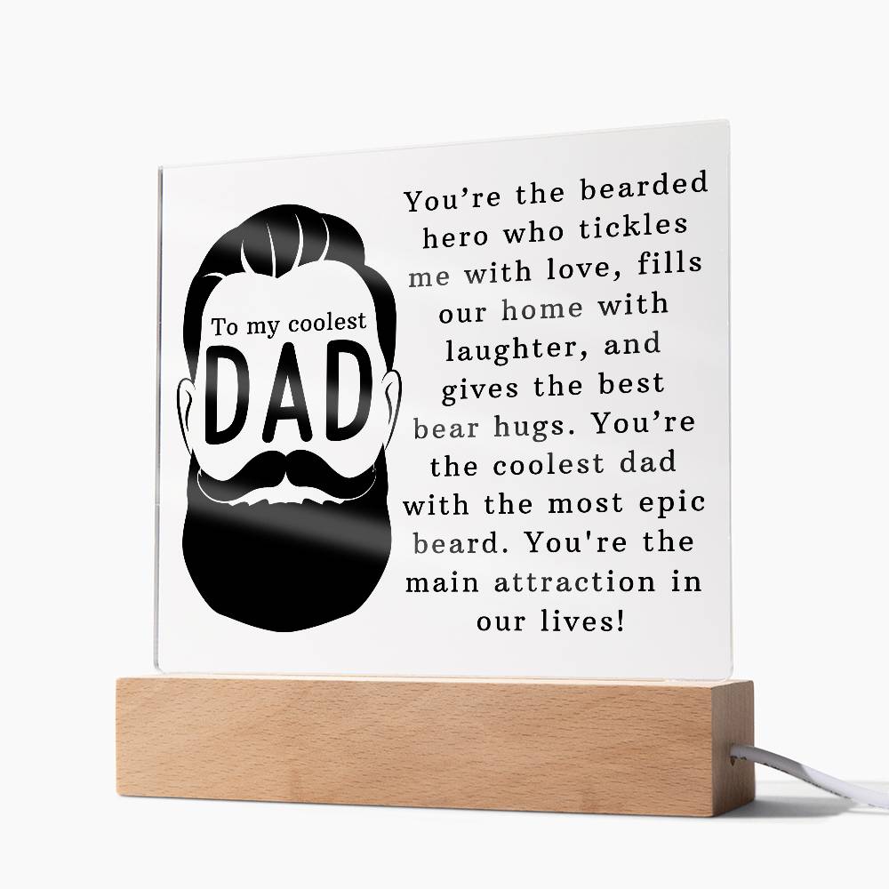 To the Coolest Dad Printed Square Shaped Acrylic Plaque-Express Your Love Gifts
