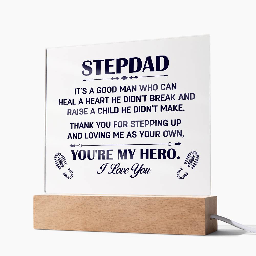 Stepdad A Good Man Printed Square Shaped Acrylic Plaque-Express Your Love Gifts
