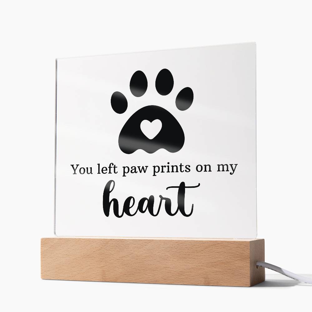 Paw Print Printed Square Shaped Acrylic Plaque-Express Your Love Gifts