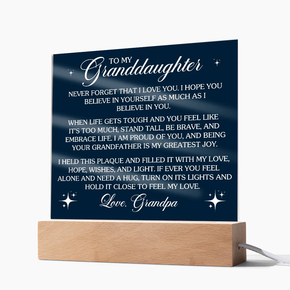 To Granddaughter From Grandpa Never That I Love You Printed Square Shaped Acrylic Plaque-Express Your Love Gifts