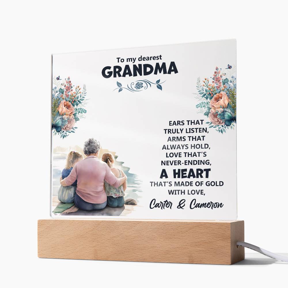 To My Dearest Grandma Printed Square Shaped Acrylic Plaque-Express Your Love Gifts
