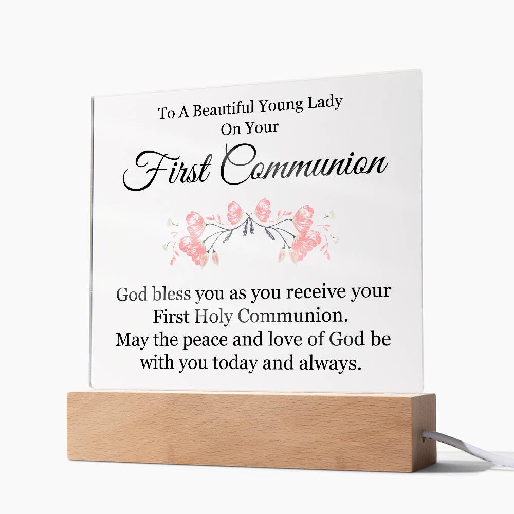 First Communion Printed Square Shaped Acrylic Plaque-Express Your Love Gifts