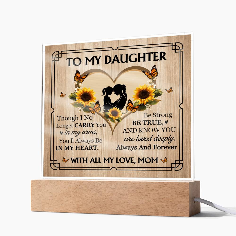 To My Daughter From Mom With All My Love Printed Square Shaped Acrylic Plaque-Express Your Love Gifts