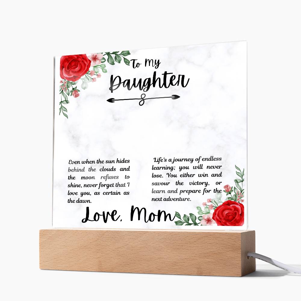 To Daughter From Mom Life's a Journey Printed Square Shaped Acrylic Plaque-Express Your Love Gifts