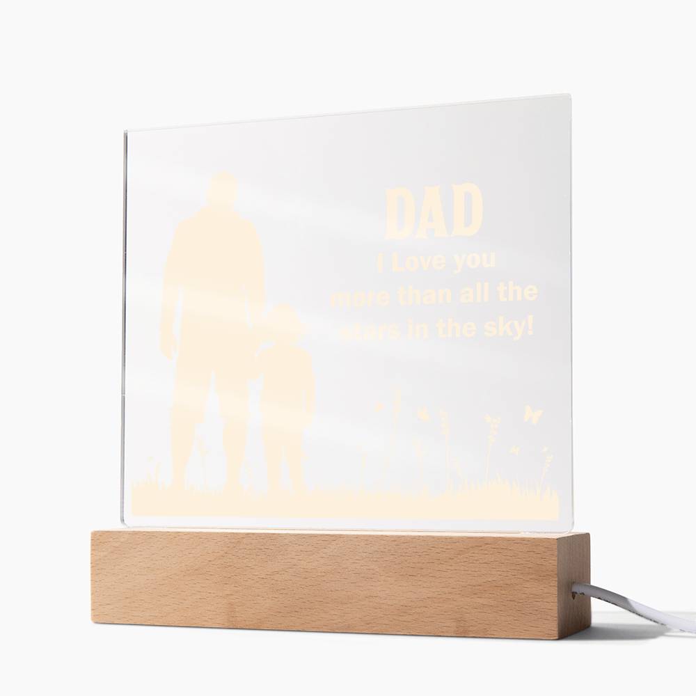 Dad I Love You More Printed Square Shaped Acrylic Plaque-Express Your Love Gifts