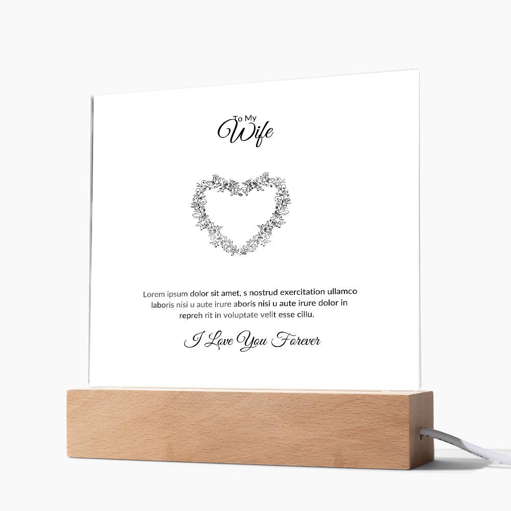 To My Wife Lorem Ipsum Heart Printed Square Shaped Acrylic Plaque-Express Your Love Gifts