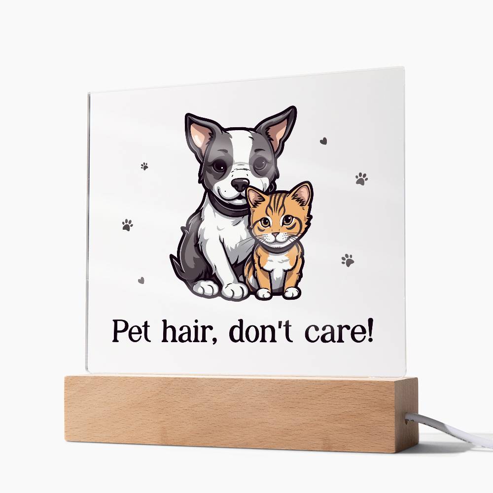 Pet Hair Don't Care! Printed Square Shaped Acrylic Plaque-Express Your Love Gifts