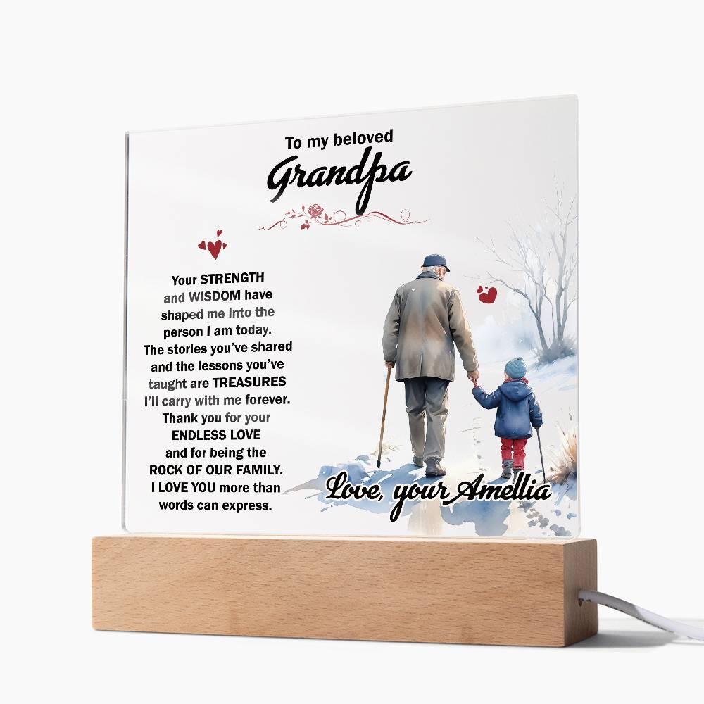 To My Beloved Grandpa Printed Square Shaped Acrylic Plaque-Express Your Love Gifts