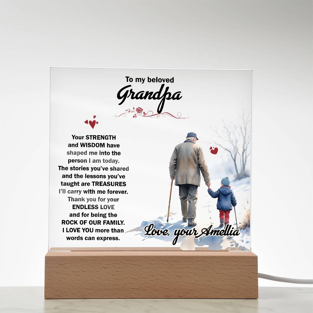 To My Beloved Grandpa Printed Square Shaped Acrylic Plaque-Express Your Love Gifts