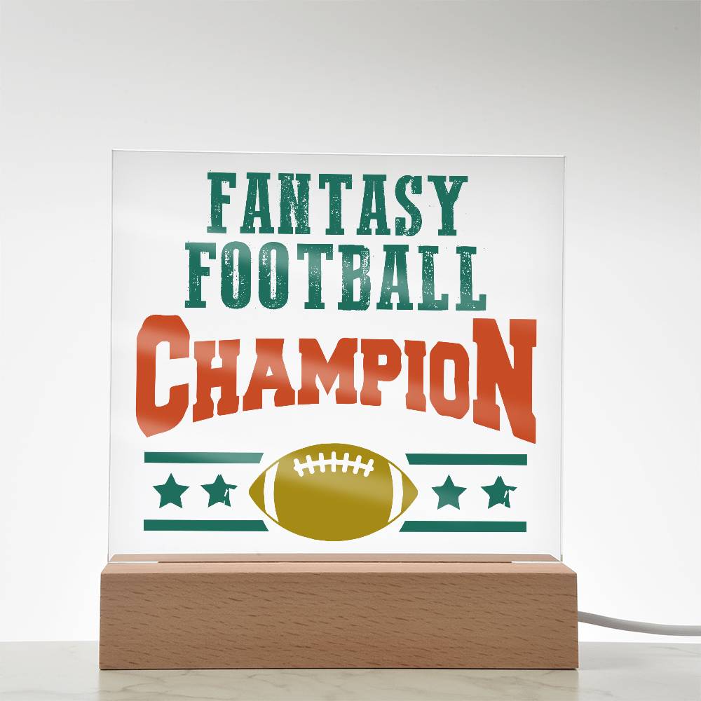 Fantasy Football Champion Printed Square Shaped Acrylic Plaque-Express Your Love Gifts