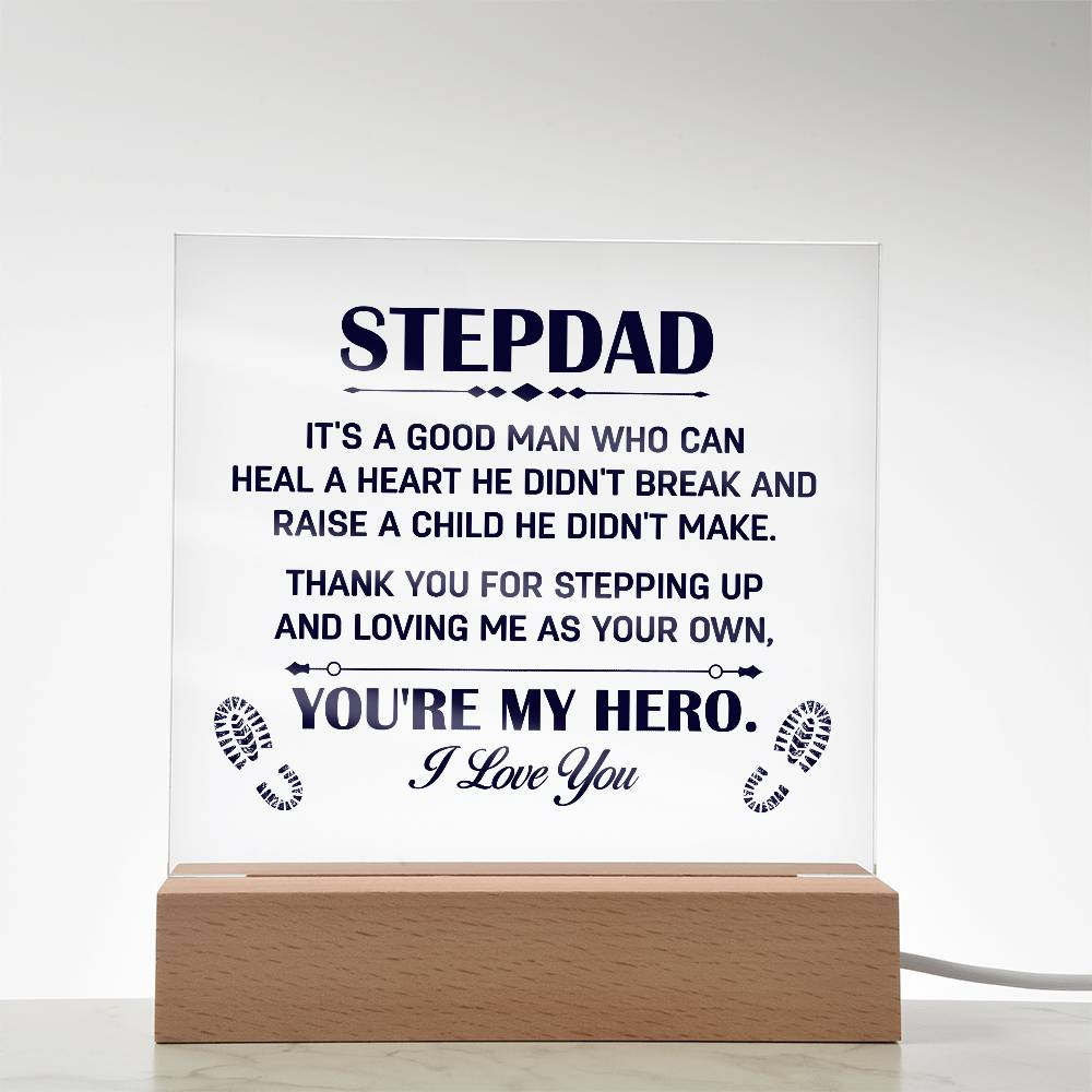 Stepdad A Good Man Printed Square Shaped Acrylic Plaque-Express Your Love Gifts