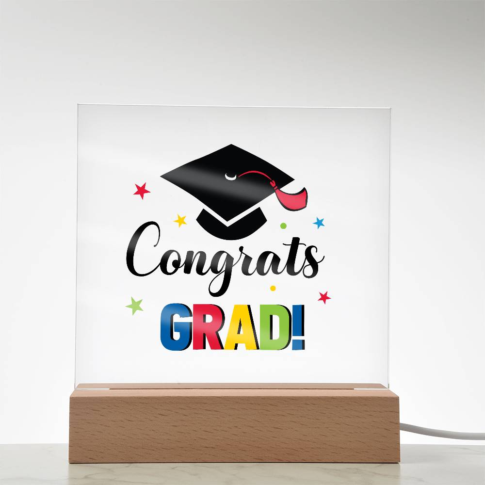 Congrats Grad! Printed Square Shaped Acrylic Plaque-Express Your Love Gifts