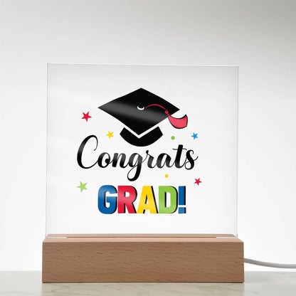 Congrats Grad! Printed Square Shaped Acrylic Plaque-Express Your Love Gifts