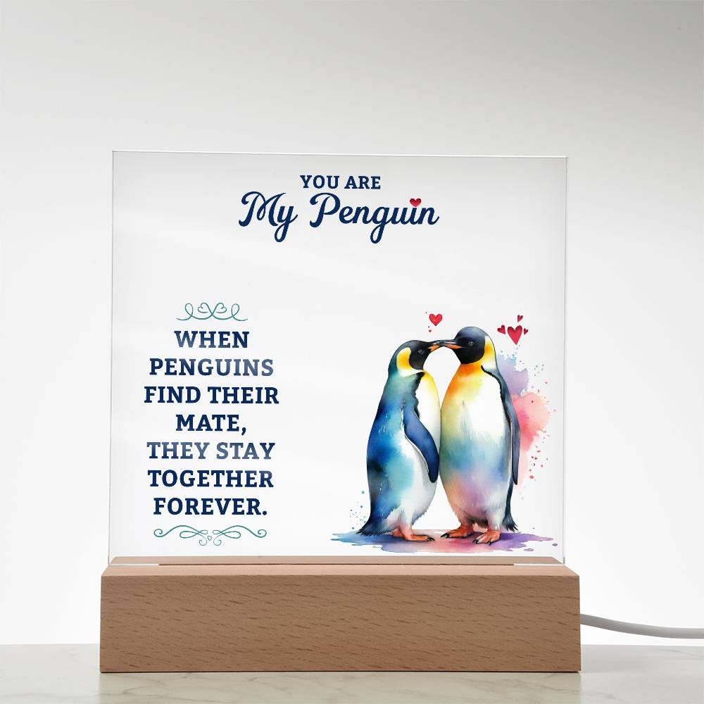 To My Man You are My Penguin Printed Square Shaped Acrylic Plaque-Express Your Love Gifts