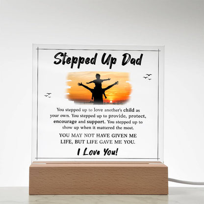 Stepped Up Dad Printed Square Shaped Acrylic Plaque-Express Your Love Gifts