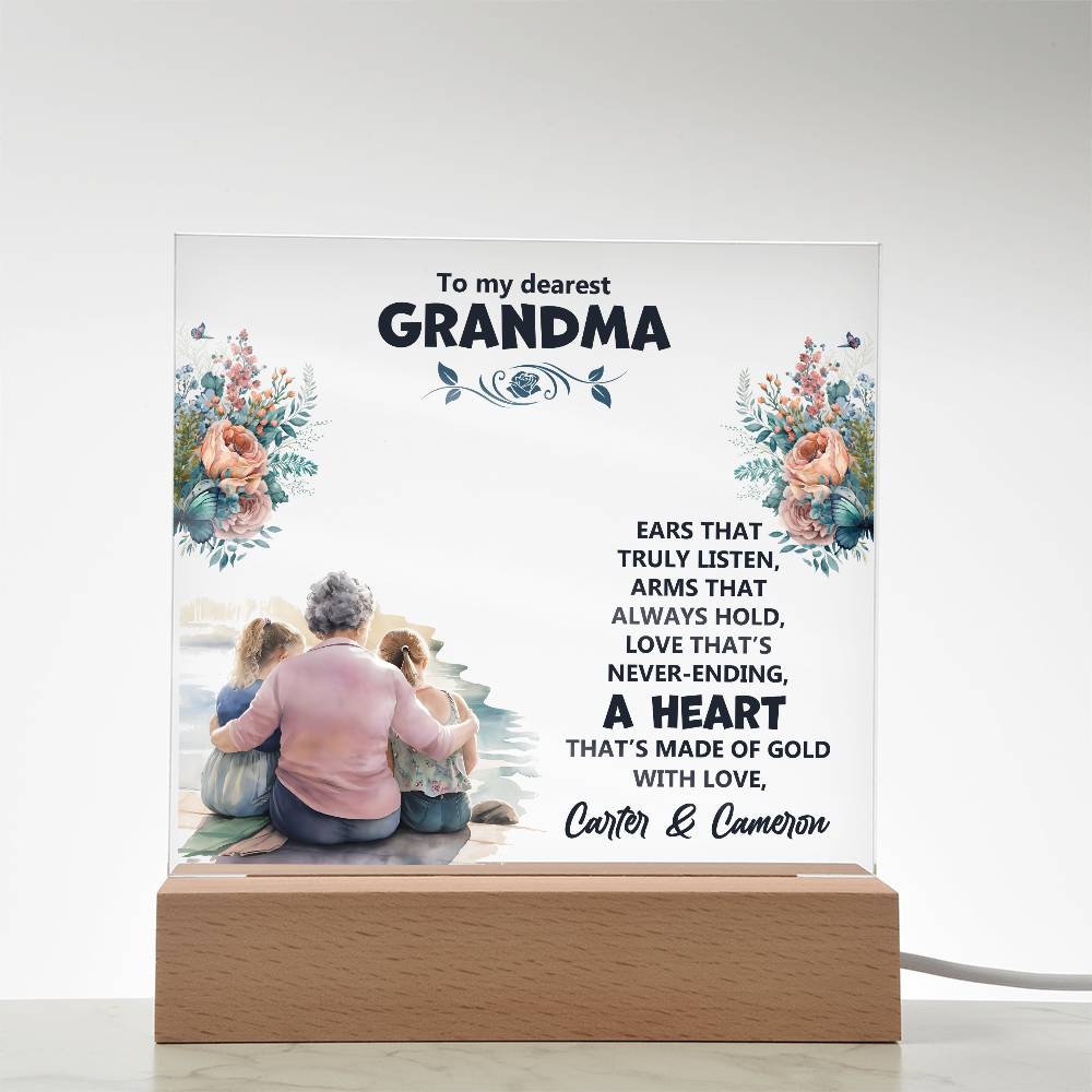 To My Dearest Grandma Printed Square Shaped Acrylic Plaque-Express Your Love Gifts