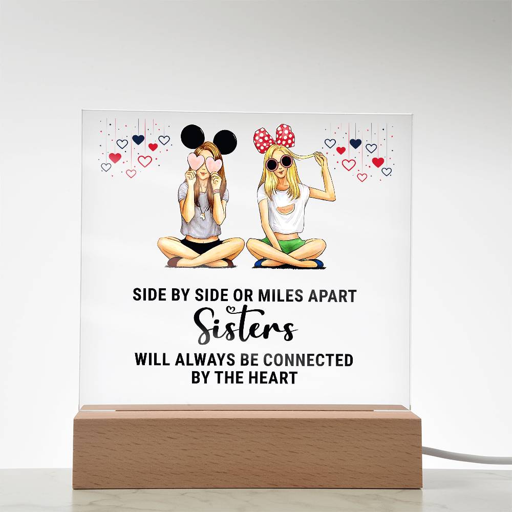Sisters Side by Side Printed Square Shaped Acrylic Plaque-Express Your Love Gifts