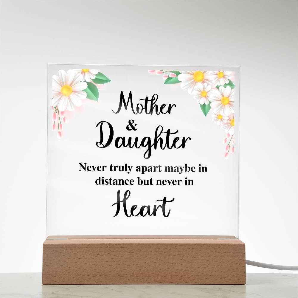 Mother and Daughter Never Truly Apart Printed Square Shaped Acrylic Plaque-Express Your Love Gifts