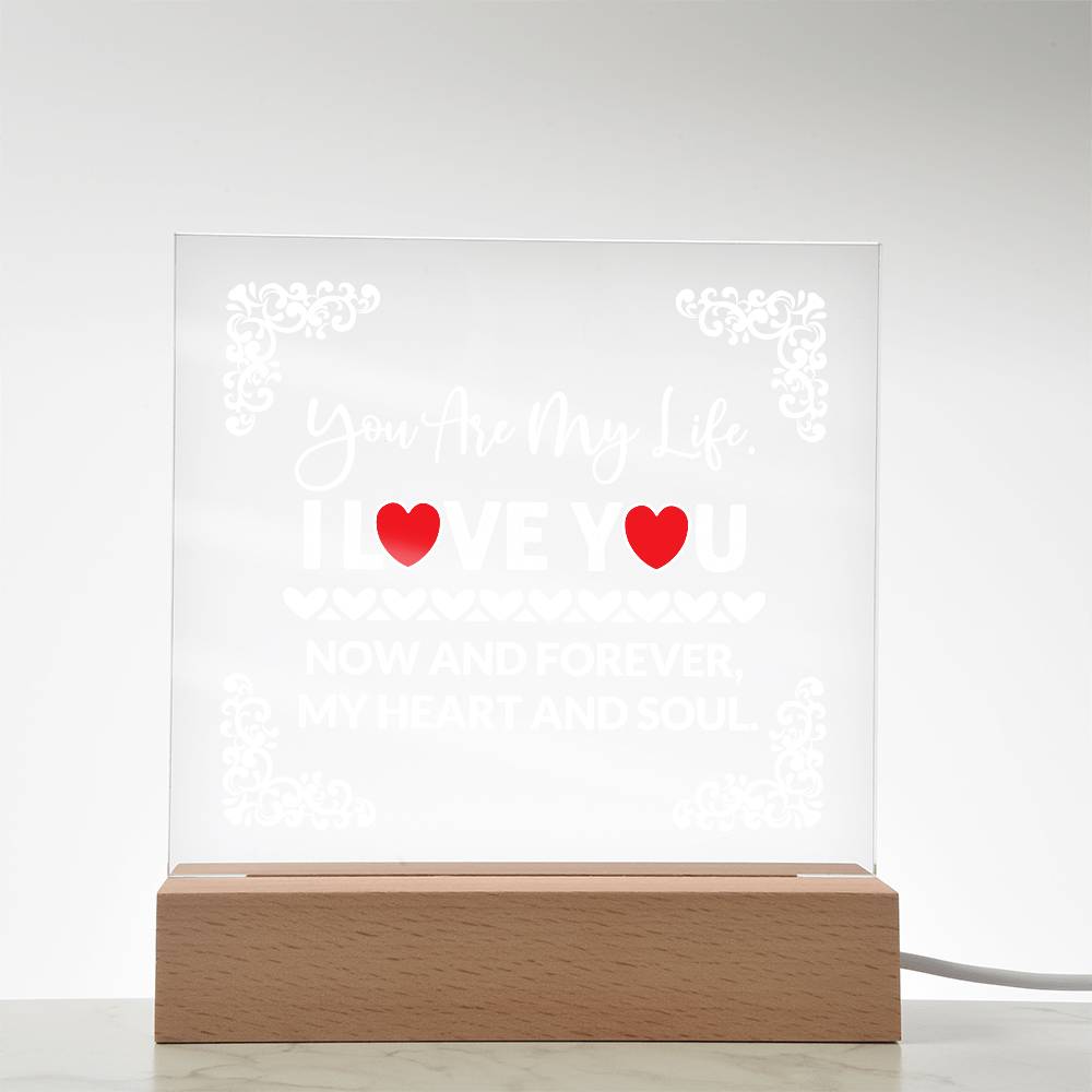 You Are My Life Printed Square Shaped Acrylic Plaque-Express Your Love Gifts