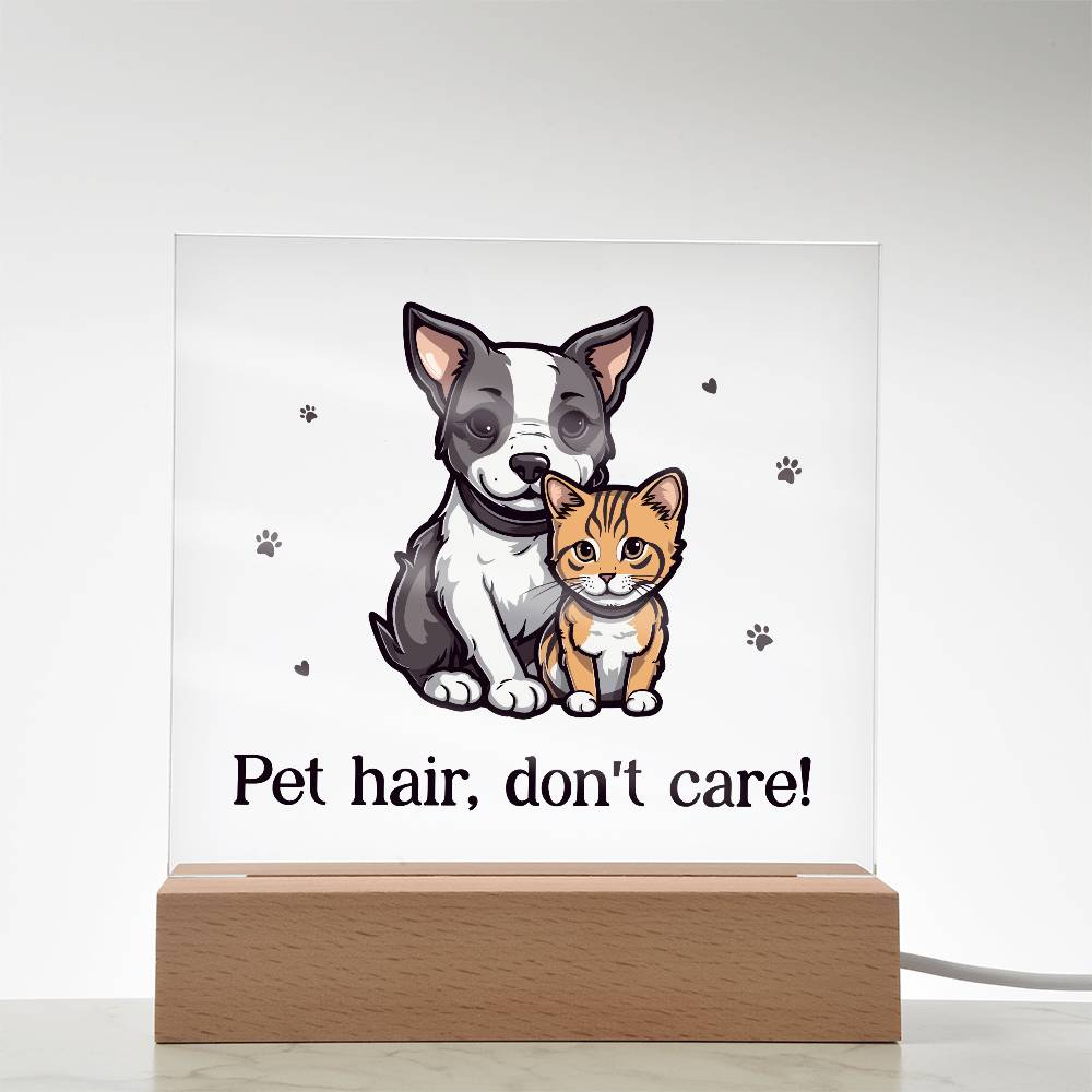 Pet Hair Don't Care! Printed Square Shaped Acrylic Plaque-Express Your Love Gifts
