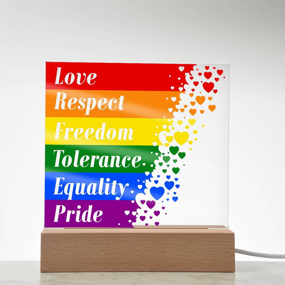 LGBTQLove Respect Fre Printed Square Shaped Acrylic Plaque edom Tolerance Equality Pride-Express Your Love Gifts