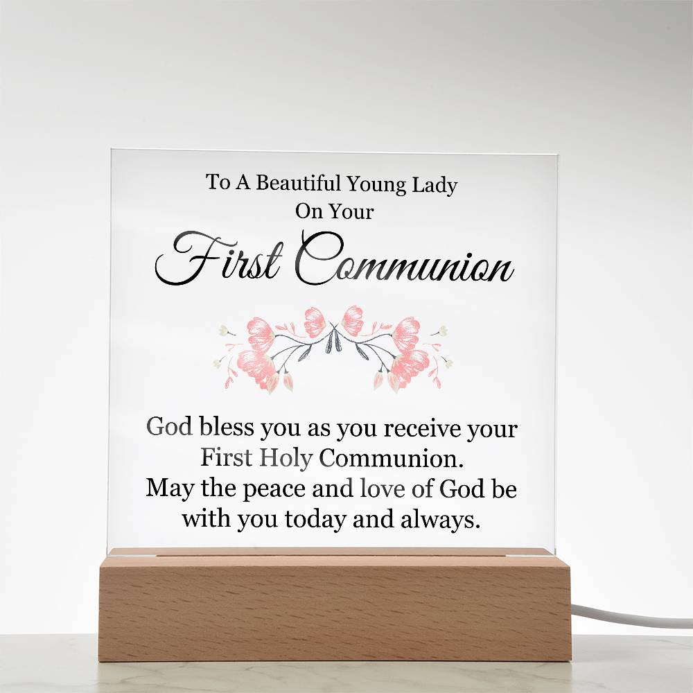 First Communion Printed Square Shaped Acrylic Plaque-Express Your Love Gifts