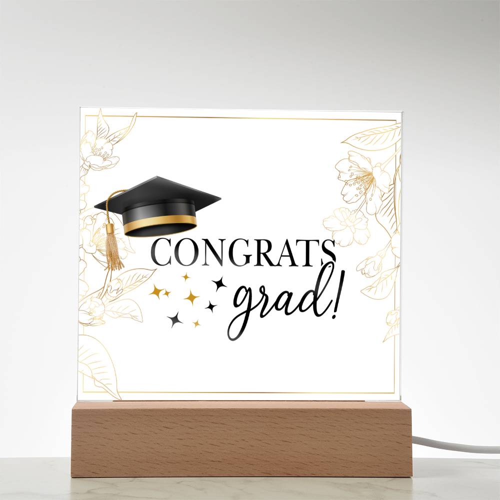 Congrats Grad Printed Square Shaped Acrylic Plaque-Express Your Love Gifts
