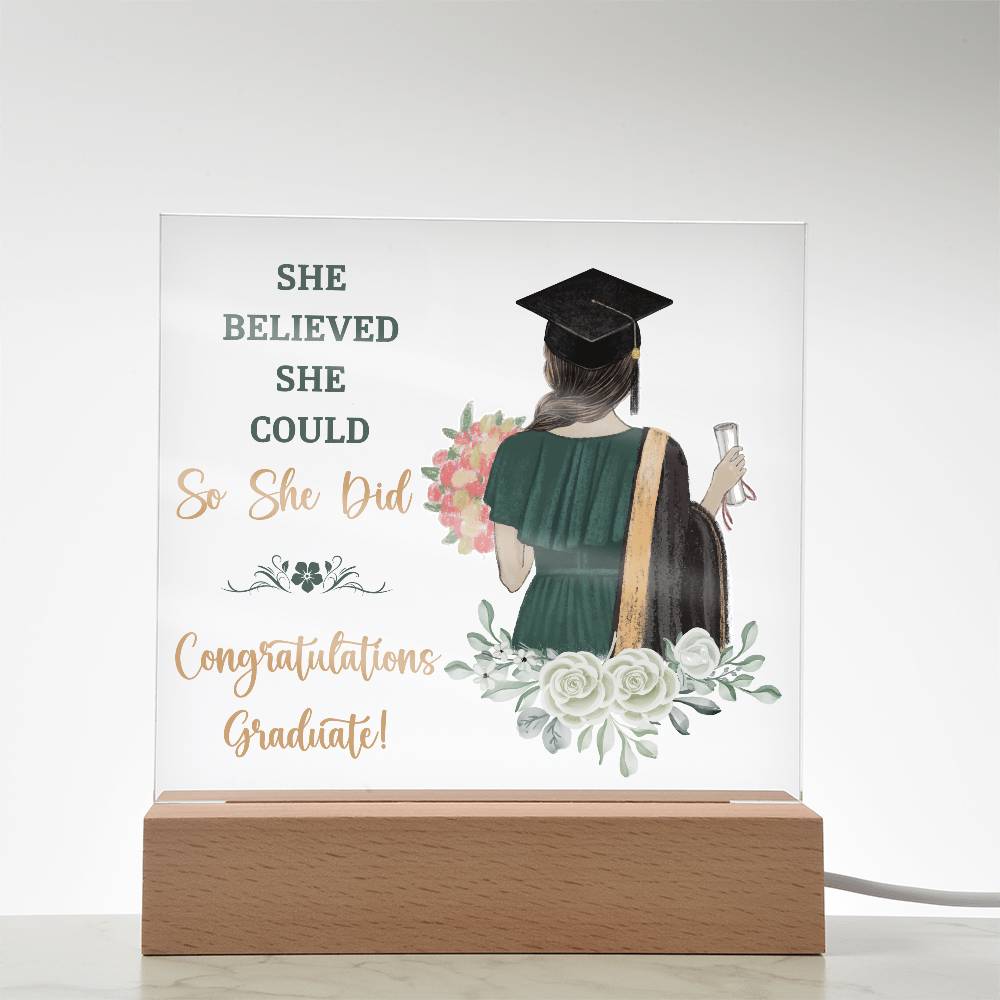 Graduation So She Did Printed Square Shaped Acrylic Plaque-Express Your Love Gifts
