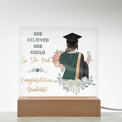 Graduation So She Did Printed Square Shaped Acrylic Plaque-Express Your Love Gifts