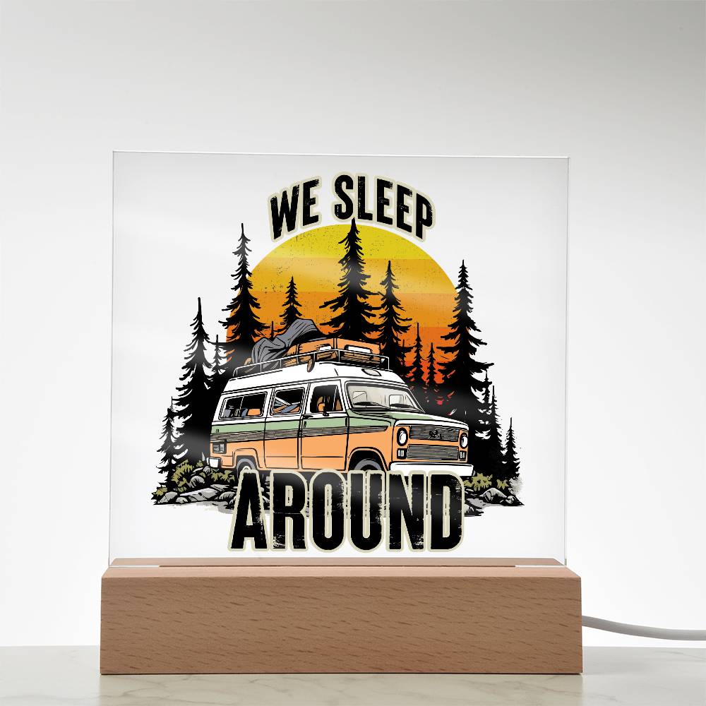 Camping Around Printed Square Shaped Acrylic Plaque-Express Your Love Gifts