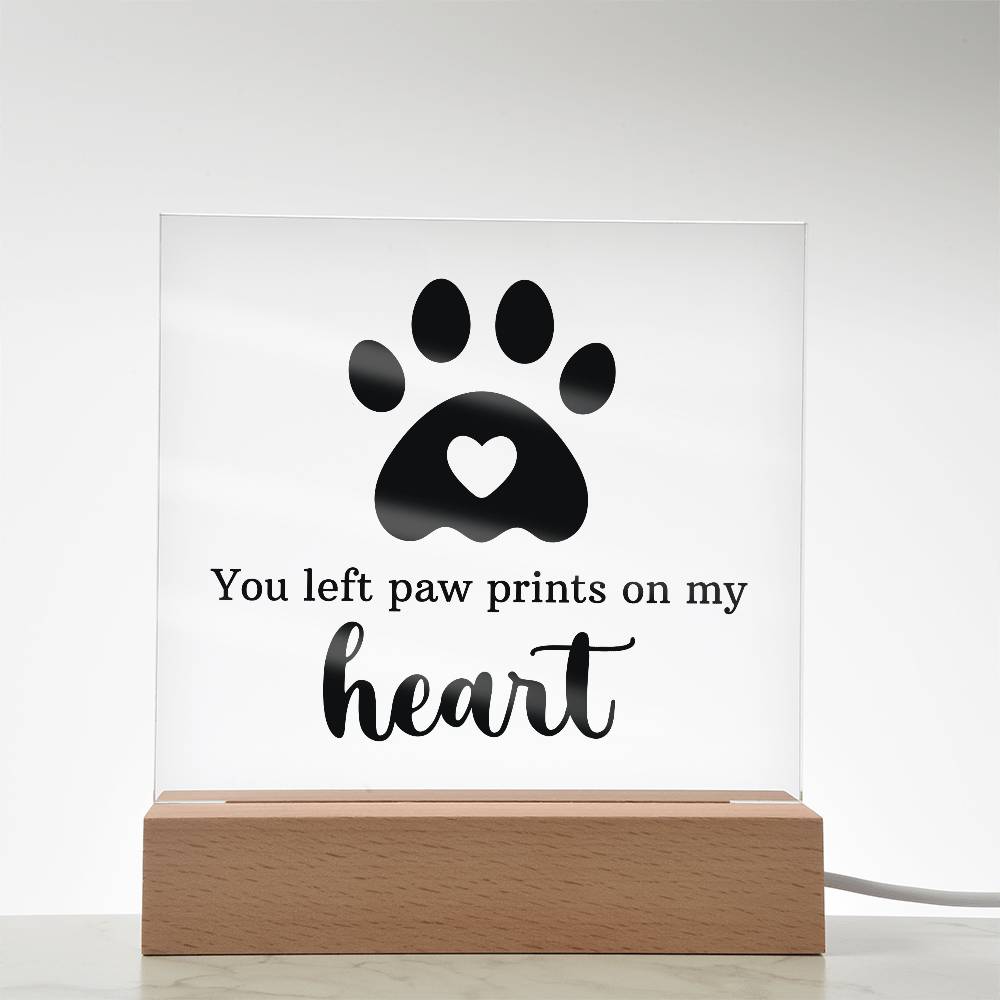 Paw Print Printed Square Shaped Acrylic Plaque-Express Your Love Gifts