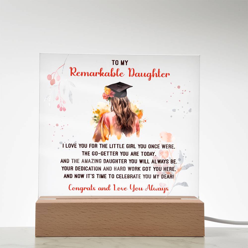 Remarkable Daughter Graduation Printed Square Shaped Acrylic Plaque-Express Your Love Gifts