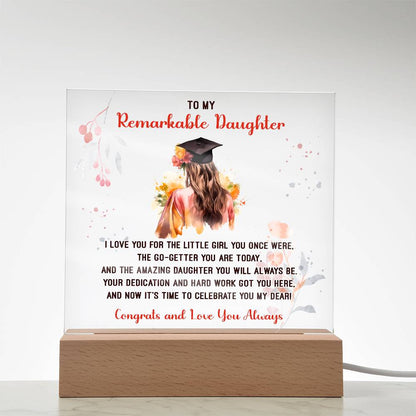 Remarkable Daughter Graduation Printed Square Shaped Acrylic Plaque-Express Your Love Gifts