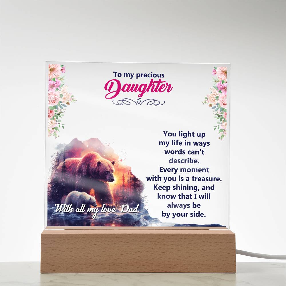 To My Precious Daughter Printed Square Shaped Acrylic Plaque-Express Your Love Gifts