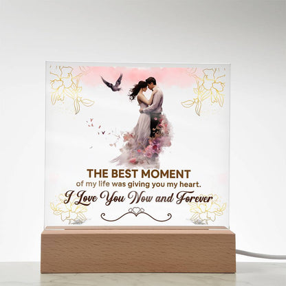 The Best Moment Printed Square Shaped Acrylic Plaque-Express Your Love Gifts