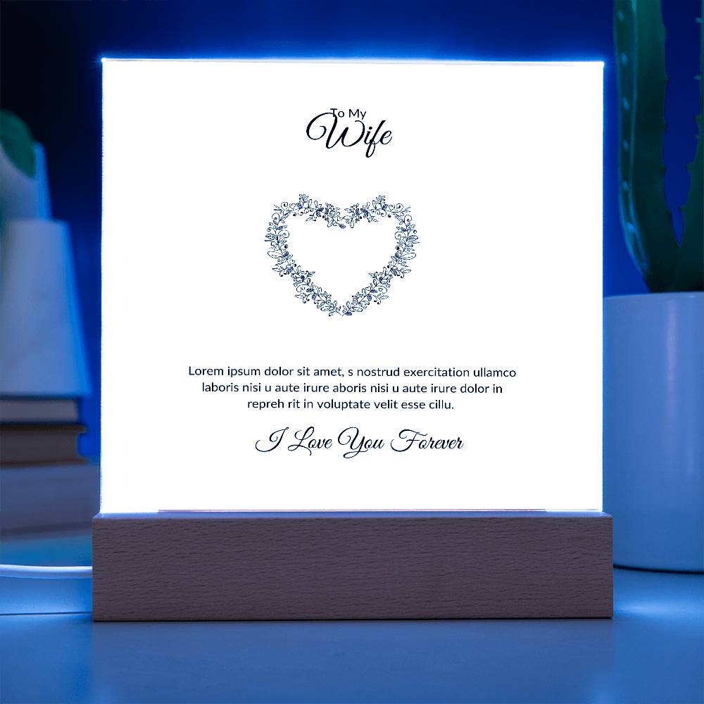 To My Wife Lorem Ipsum Heart Printed Square Shaped Acrylic Plaque-Express Your Love Gifts