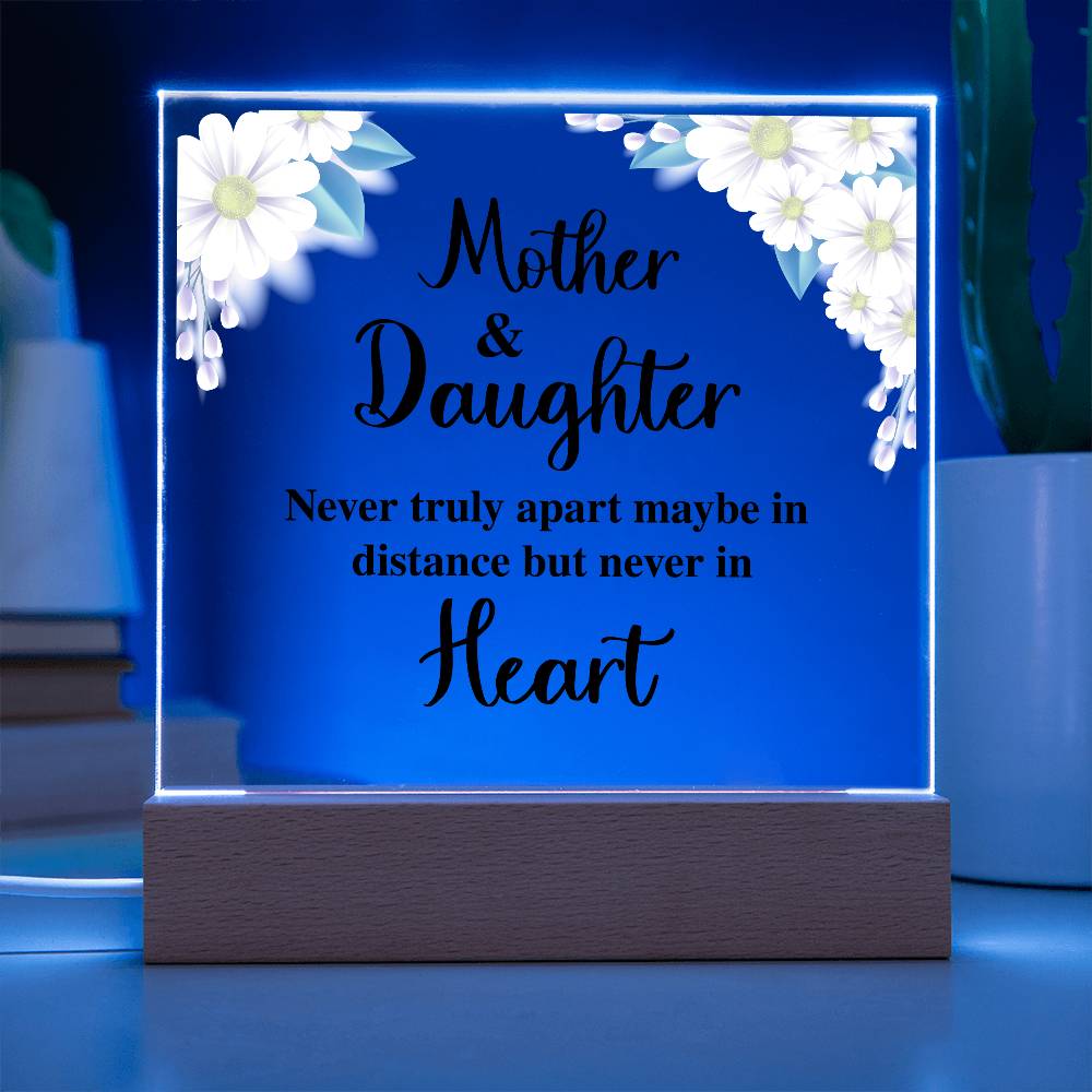 Mother and Daughter Never Truly Apart Printed Square Shaped Acrylic Plaque-Express Your Love Gifts