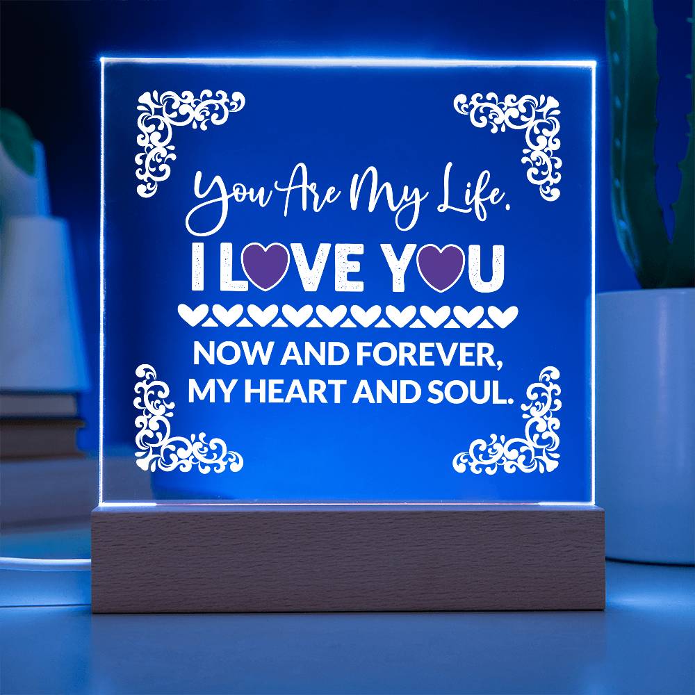 You Are My Life Printed Square Shaped Acrylic Plaque-Express Your Love Gifts