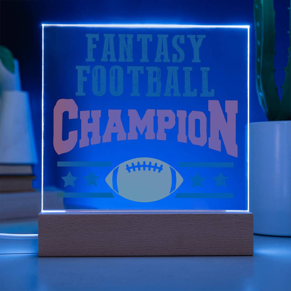 Fantasy Football Champion Printed Square Shaped Acrylic Plaque-Express Your Love Gifts