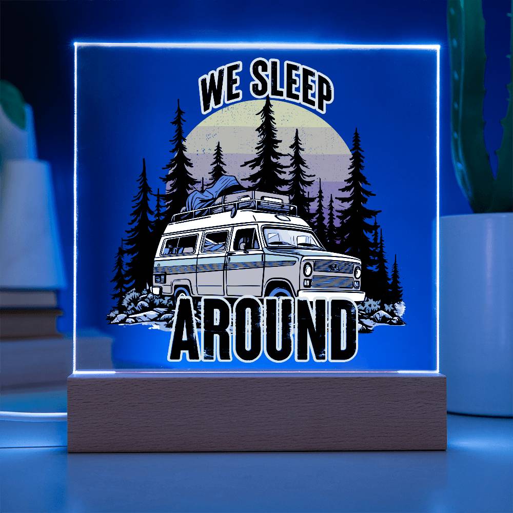 Camping Around Printed Square Shaped Acrylic Plaque-Express Your Love Gifts