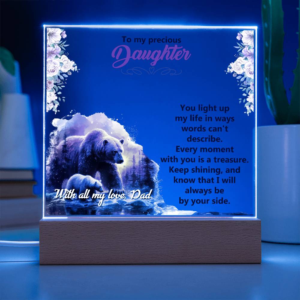 To My Precious Daughter Printed Square Shaped Acrylic Plaque-Express Your Love Gifts