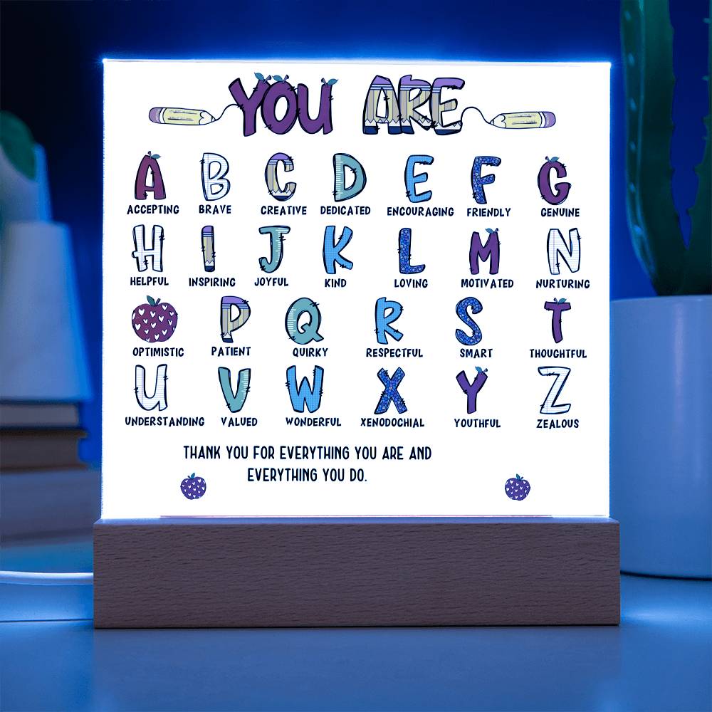 Teacher's ABC Printed Square Shaped Acrylic Plaque-Express Your Love Gifts