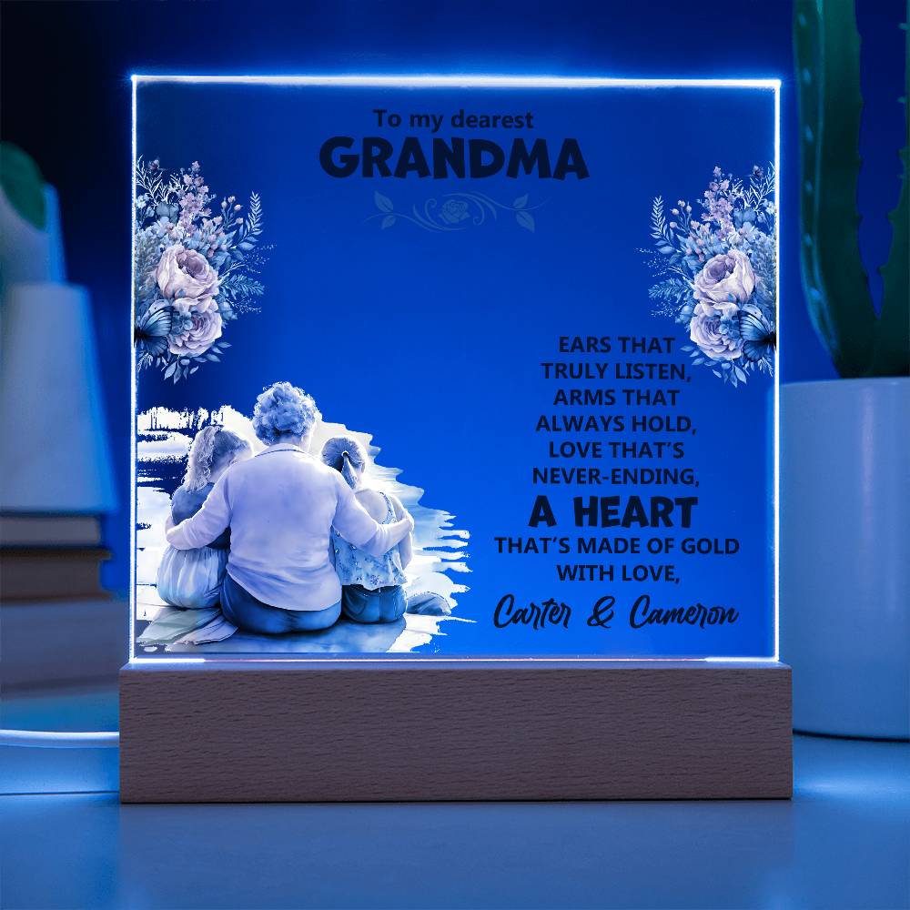 To My Dearest Grandma Printed Square Shaped Acrylic Plaque-Express Your Love Gifts