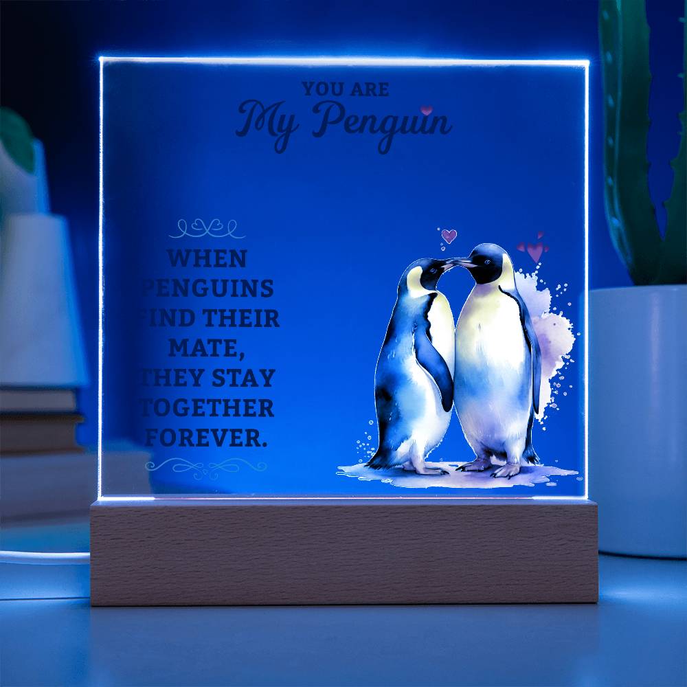 To My Man You are My Penguin Printed Square Shaped Acrylic Plaque-Express Your Love Gifts