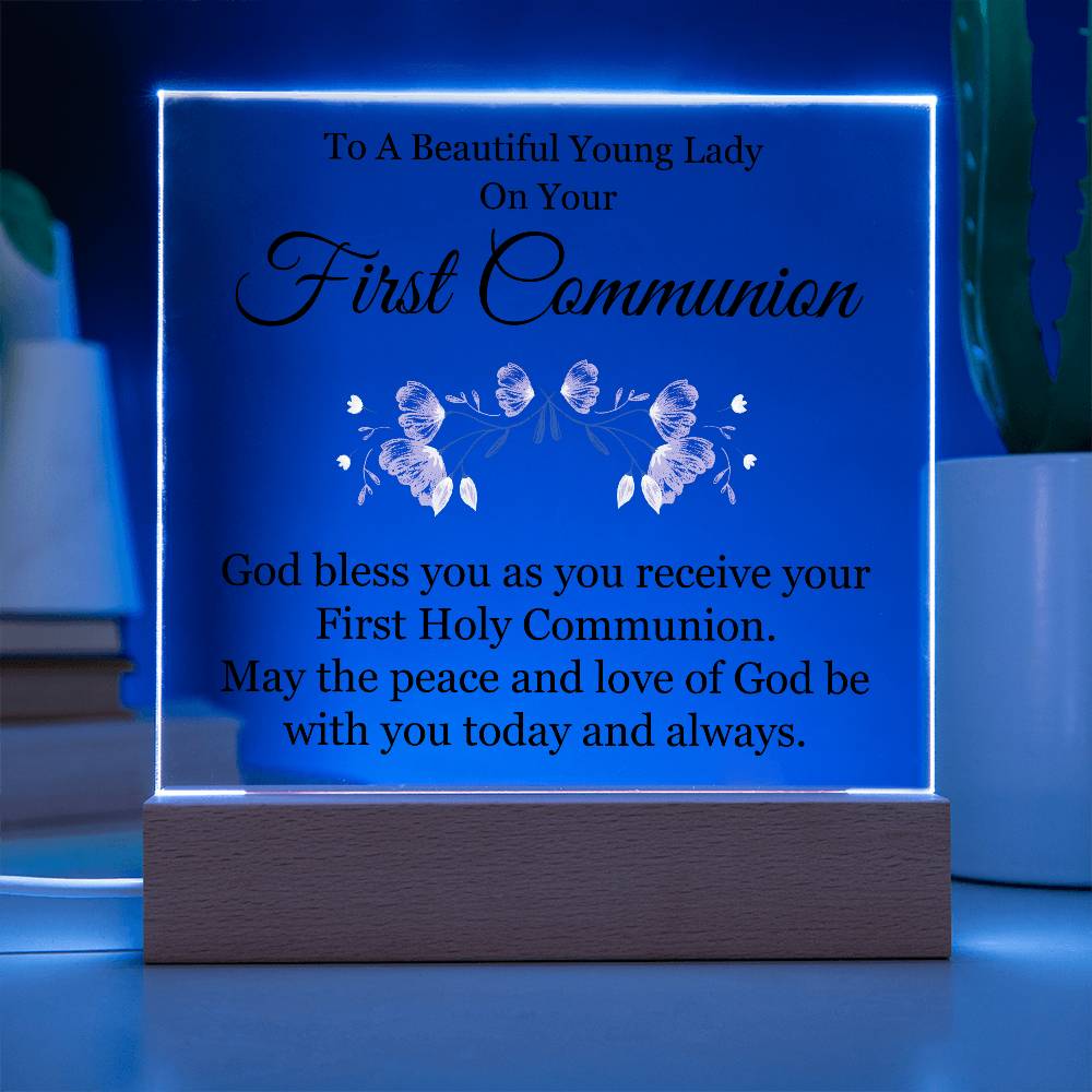 First Communion Printed Square Shaped Acrylic Plaque-Express Your Love Gifts